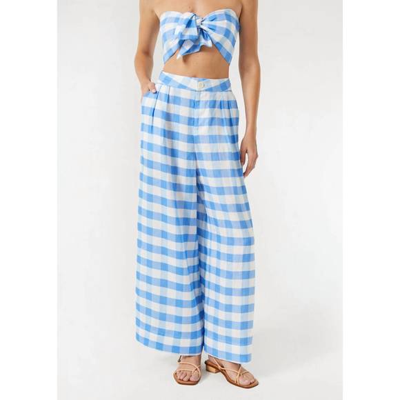 NEW RHODE linen campbell pants in toulouse gingham - Picture 4 of 4